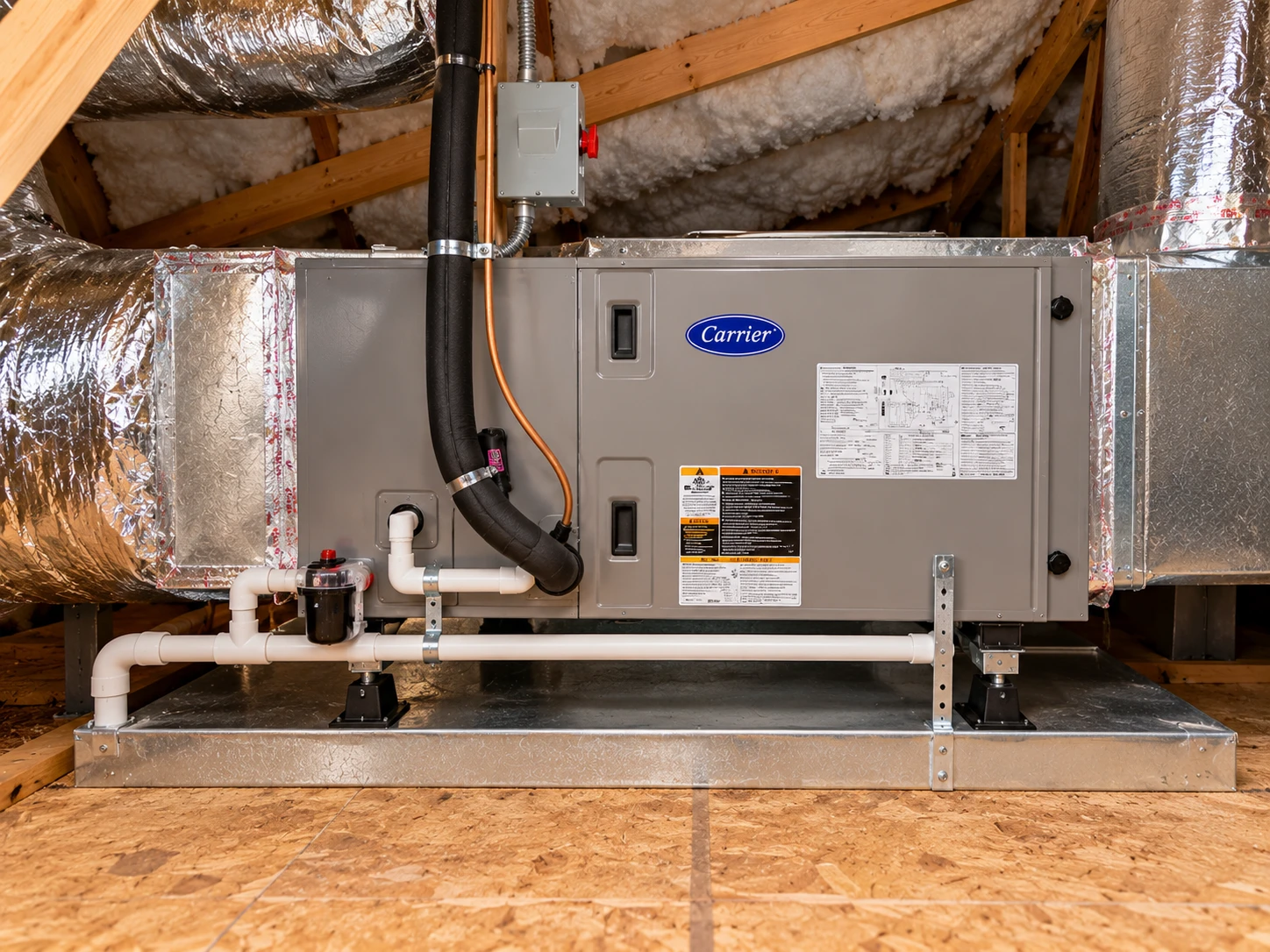 Carrier air handler in an attic