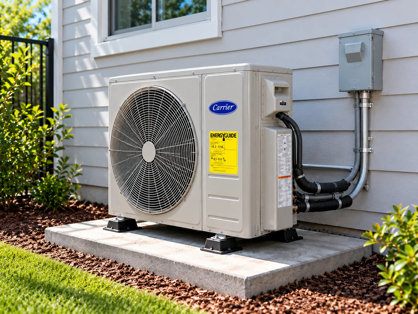 Carrier mini-split outdoor unit on a concrete pad